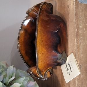 FOOD SAFE - Handcrafted "Hilborn" Pinchpot Brown Glazed Pottery Bowl